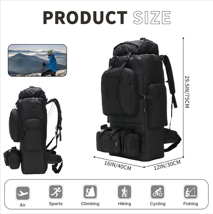 King'sGuard 100L Camping Hiking Backpack Molle Rucksack Military Camping Backpacking Daypack