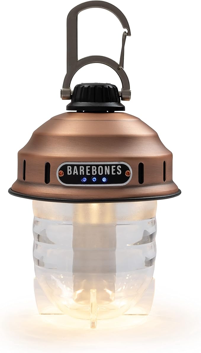 Barebones Beacon Hanging Light – Copper, Rechargeable LED Camping Lantern with Adjustable Brightness – Weatherproof Vintage-Style Hanging Lantern for Outdoor Adventures and Year-Round Use