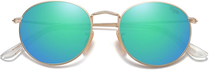 SOJOS Small Round Polarized Sunglasses for Women Men Classic Vintage Retro Shades UV400 SJ1014