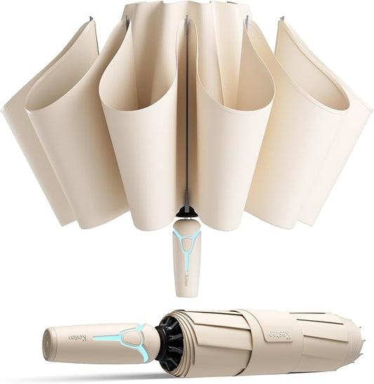 Windproof Travel Umbrella for Rain, Withstand 85MPH Winds, 54 Inch Automatic Reverse Fold Umbrellas Easy Auto Open Close, Portable Compact Umbrella Includes Cover Bag, Perfect for Travel, Car, Commute, Women Men, Backpack