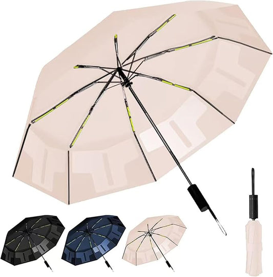 46-inch Automatic Travel Umbrella 3-in-1 Wind & Rain & UV Protection, 5s Quick Fold, Effortless Storage, Non-Rebound Design, Durable