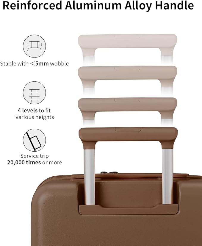 aji Expandable Top Opening Luggage Sets 2 Piece with Spinner Wheel, 20/26 Inch Luggage with TSA Lock, Lightweight PC Hard Shell Travel Luggage Suitcases for Men Women, 2-Piece Set, Chocolate Brown