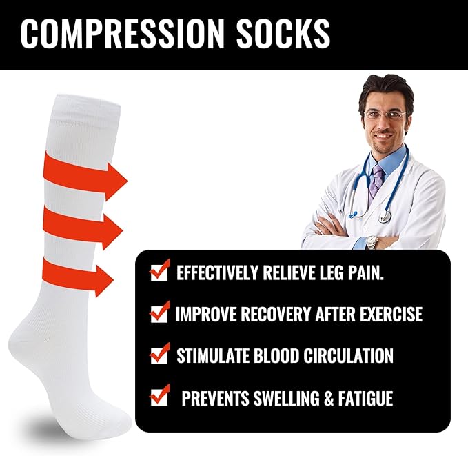 fenglaoda Compression Socks for Women Men 3 Pairs Graduated Compression Support Circulation Socks for Nurses
