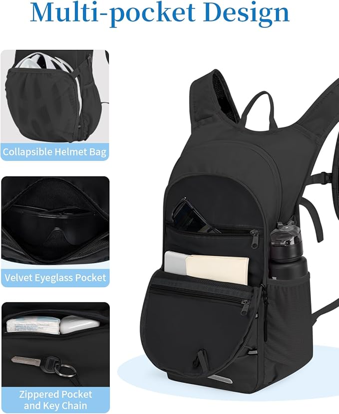 Hydration Backpack with 2L Water Bladder, Hiking Water Backpack for Men Women with Phone Pocket and Helmet Holder
