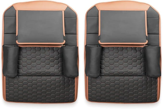 Owleys Car Seat Organizer Backseat Back Organizers & Storage Of Automotive Seatback Toy Organization For Kids Black Brown Tan 2 pc