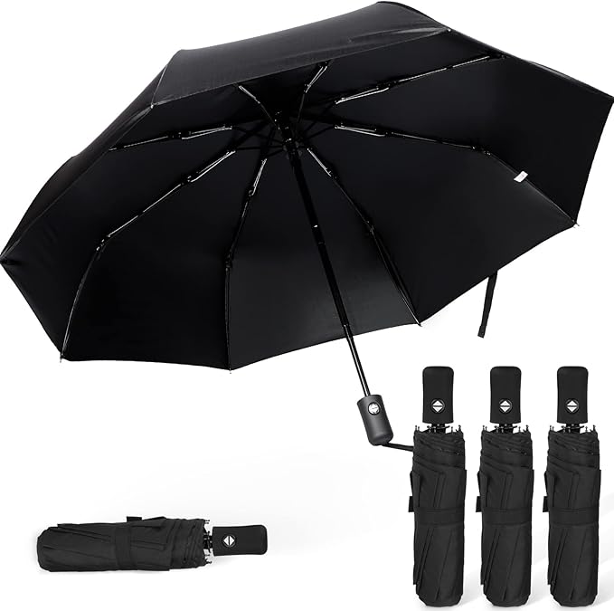 Kajaia 4 Pack Umbrellas Compact Windproof, Automatic Open and Close Folding Rain Umbrella Collapsible for Men Women Travel