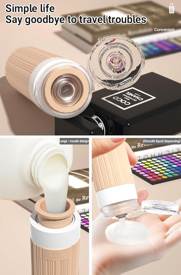 8-Piece Leakproof Travel Bottles and Jars Set – 4 Silicone Bottles + 4 Cream Jars with Clear Zipper Bag – TSA Approved Toiletry Containers – BPA-Free (PeachPuff)