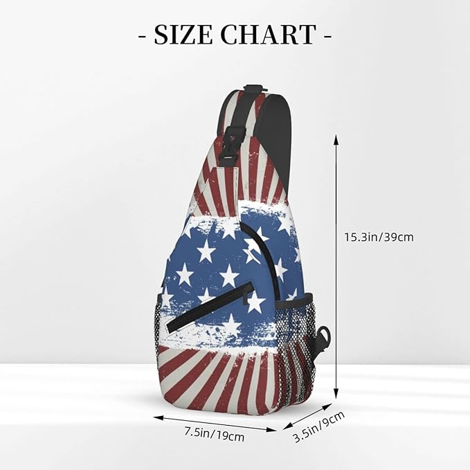 American Flag Sling Bag Multipurpose Crossbody Sling Backpack Travel Cycling Hiking Shoulder Bag For Women Men