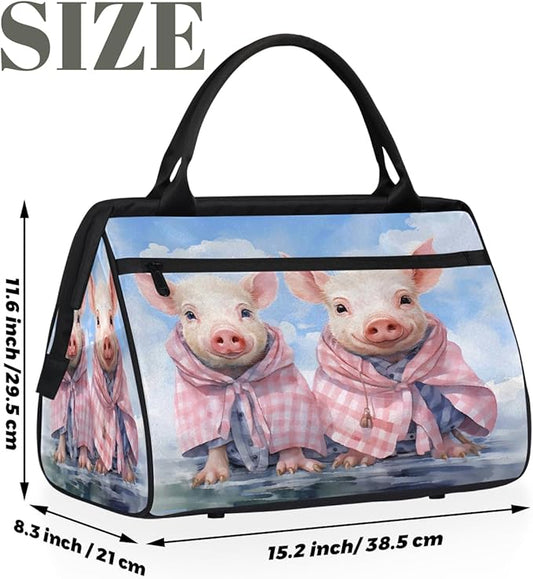 Travel Duffel Bag Funny Pig Waterproof Sports Duffel Bags Lightweight Large Capacity Weekender Carry On Gym Bag for Women Men