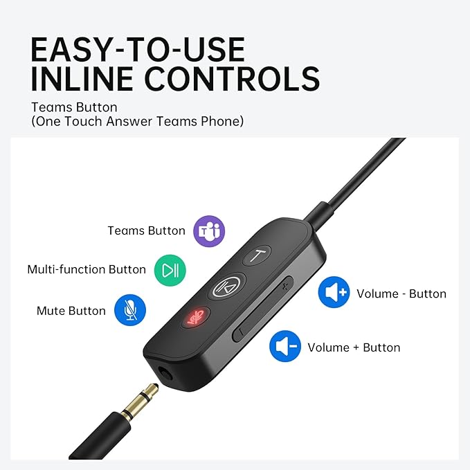 EKSA H8 USB Headset with Microphone for Work, Stereo Wired Computer Headphones with Mic Noise Cancelling, in Line Controls, 3.5mm Jack USB-C/A Over-Ear Headset for PC Laptop Office Call Center Teams