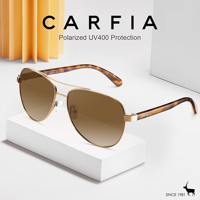CARFIA Polarized Sunglasses for Women UV Protection Acetate Arms Metal Frame Woman's Shades CA3216