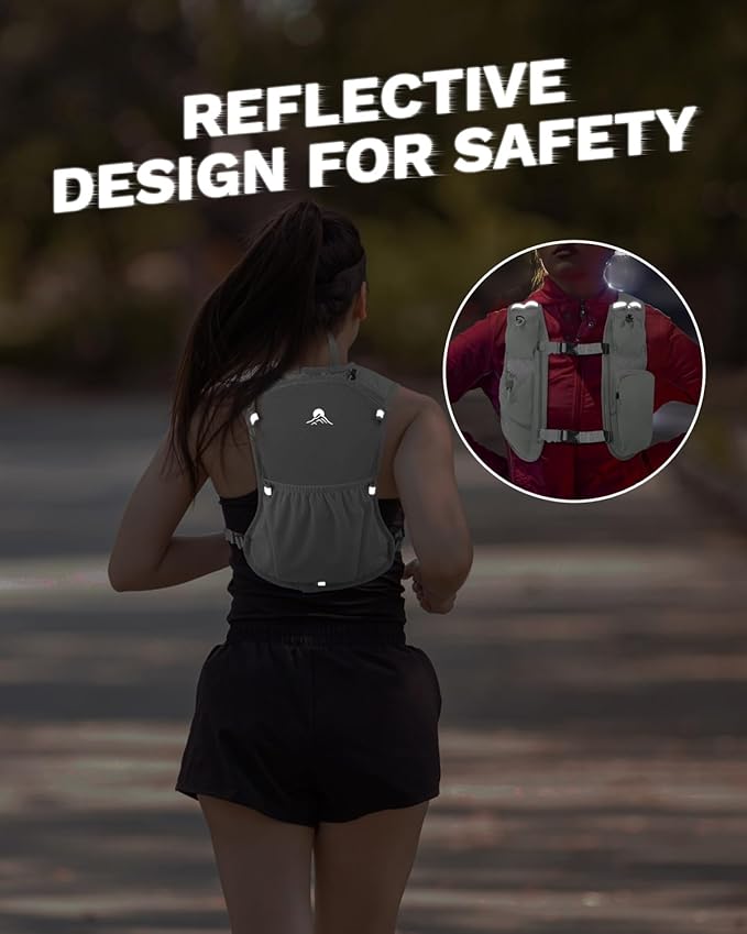 Running Vest for Women and Men, Hydration Running Backpack, Runners Vest, Hydration Vest, with Front Phone Holder, Adjustable Chest and Waist Strap