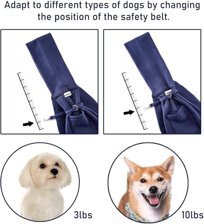 FDJASGY Small Pet Sling Carrier-Hands Free Reversible Pet Papoose Bag Tote Bag with a Pocket Safety Belt Dog Cat for Outdoor Travel Benzo Blue