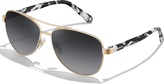 CARFIA Retro Trendy Pilot Sunglasses for Women Polarized UV Protection, Lightweight Outdoor Driving Lady Sunnies Metal Frame