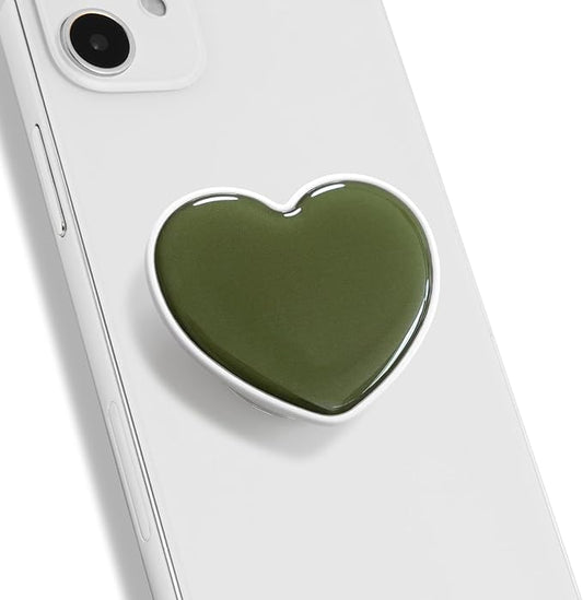 OnTheGrip Cute Solid Macaron Color Heart Shape Collapsible Mobile Phone Grip Stand Holder for Smartphone Tablet Cell Phone Accessory (Jade Green)