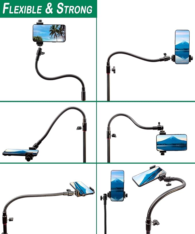 Swivel Cell Phone Mount - Height Adjustable Stand with Heavy Stable Base - Compatible with iPhone 16, 16 Pro Max, 15, 14, 13, 12