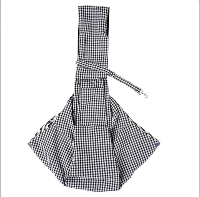 CYBERNOVA Small Pet Dog Cat Sling Carrier for 3-15lbs, with Pocket,Hand-Free Pet Bag Dog Cat Puppy Carry Bag for Travel and Walking Outdoor (Black and White Grid)