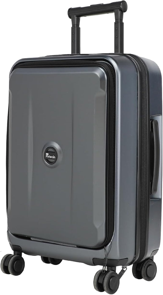 Carry On Luggage with Front Pocket & USB Port, PC Hardside 20 Inch luggage with Spinner Wheels & Built-in TSA Lock, Durable Lightweight Rolling Suitcase, Carry-On 20-Inch, Gray