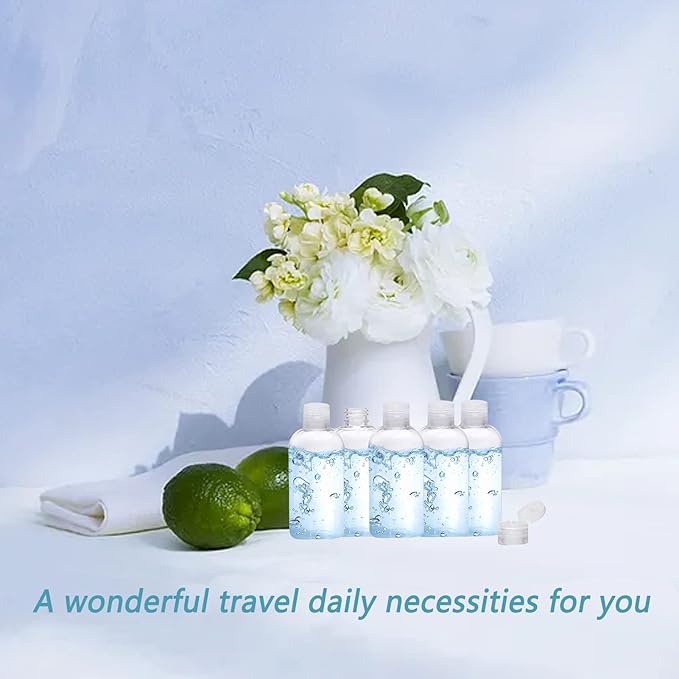 Clear Plastic Empty Squeeze Bottles 9 Pack 3.4oz/100ml with Flip Cap TSA Travel Bottle for Shampoo, Conditioner & Lotion (9 Counts)