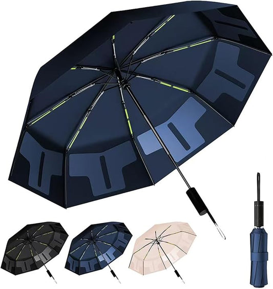 46-inch Automatic Travel Umbrella 3-in-1 Wind & Rain & UV Protection, 5s Quick Fold, Effortless Storage, Non-Rebound Design, Durable