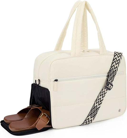 CLUCI Weekender Travel Bag for Women Puffer Tote Bag Carry On Duffle Overnight Bags with Shoe Compartment