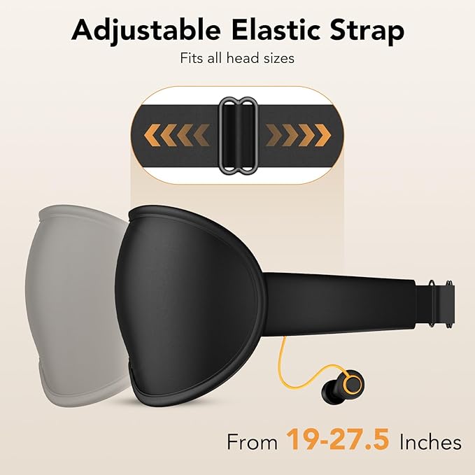 Light Blocking Sleep Mask with Adjustable Strap, 3D Eye Mask for Sleeping, Side Sleeper Friendly for Men & Women, Zero Eye Pressure Blindfold for Travel, Nap