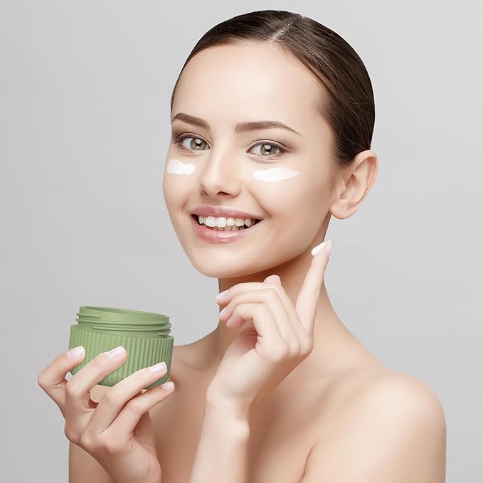 ME.FAN Travel Containers for Toiletries, TSA Approved 1.5 oz Silicone Cream Jars, Leak-proof Journey Containers, Trip Accessories with Lid for Cosmetic Face Hand 4 Pack White Lid - Desert Sage