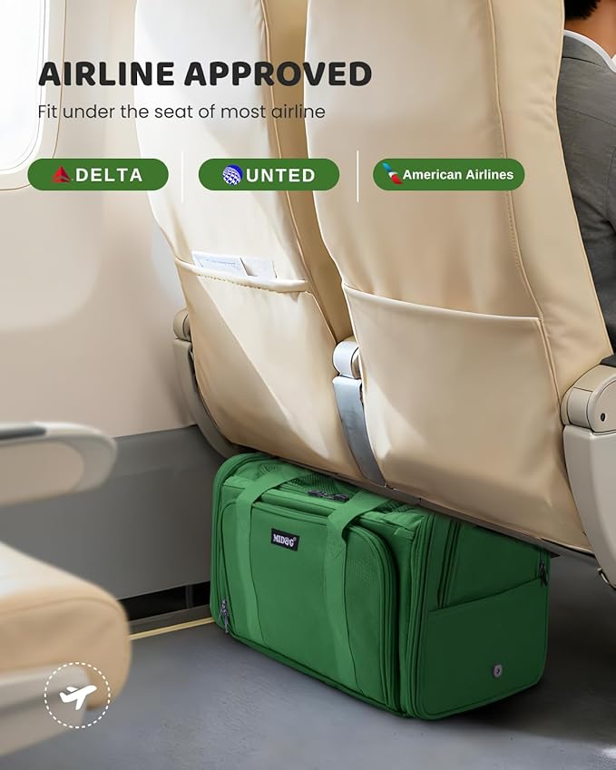 MIDOG Cat Carrier Soft, TSA Approved Airline Travel Carrier for Cats and Small Dogs, Under Seat Pet Bag with Expandable Space & Escape-Proof Zippers (Olive)