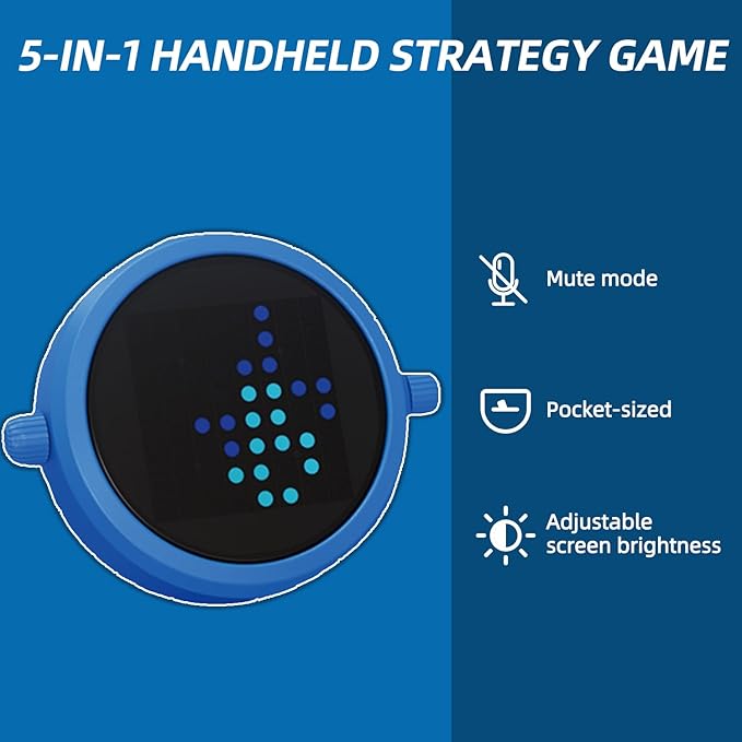 5-in-1 Handheld Puzzle Game,Reversi Strategy Board Game Console,Electric Reversi Travel Game for Kids and Adults