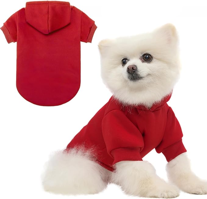 BINGPET Dog Hoodie, Fleece Lined Fall Cold Winter Soft Warm Puppy Sweatshirt with Leash Hole, Dog Sweaters Outfit,Pullover Hoodie for Small Medium Large Dogs Cats