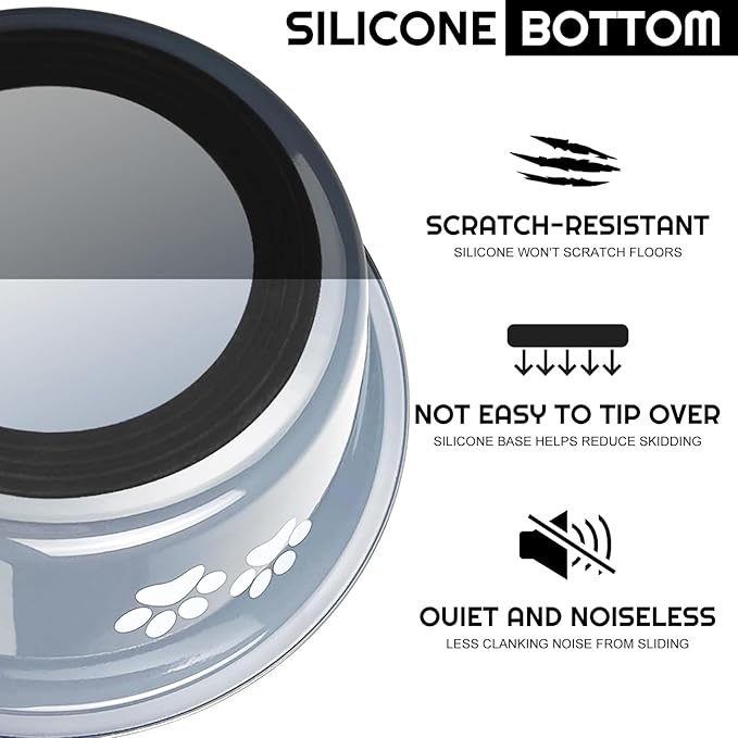 Stainless Steel Dog Bowls 2 Pack Large Extra Large Dogs Feeding Food Water Bowl with Non-Slip Silicone Sole, Dog Dishes Elevated Raised Pet Feeder(Green+Grey, XL(8.5 Cups)