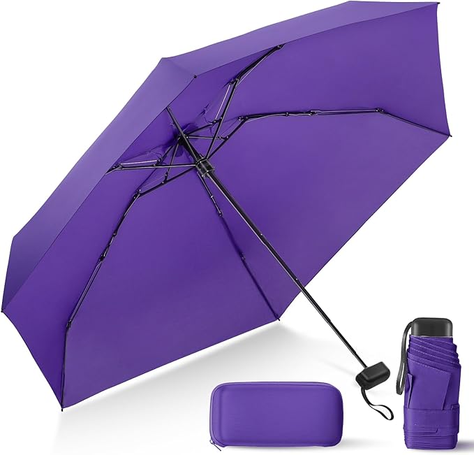 LEAGERA Compact Travel Umbrella with Case - Mini Umbrella for Purse, Small Lightweight &Tiny Design Perfect for Parasol Outdoor Sun&Rain Umbrellas