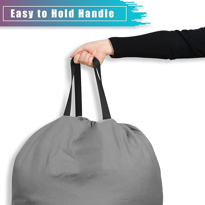 LOLOMLO Extra Large Canvas Laundry Bags with Handles & Drawstring Closure, Heavy Duty Tears Resistant Clothes Storage Travel Bags,25.5"x34",Dark Grey