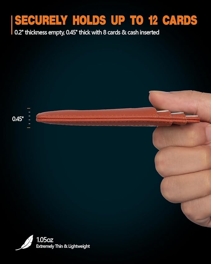 RUNBOX Slim Minimalist Front Pocket RFID Blocking Leather Wallets for Men and Women Card Holder Wallets Gifts for men