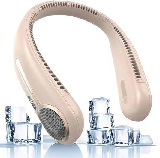 Portable Neck Fan,Hands Free Personal Wearable Bladeless Fan,6000mAh USB Rechargeable,360° Cooling,LED Display,4-Speeds,Birthday Gifts for Men Women Dad Mom,Stocking Stuffers Christmas Gifts (Brown)