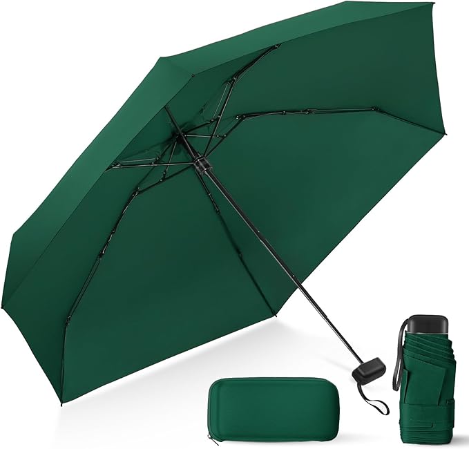 LEAGERA Compact Travel Umbrella with Case - Mini Umbrella for Purse, Small Lightweight &Tiny Design Perfect for Parasol Outdoor Sun&Rain Umbrellas