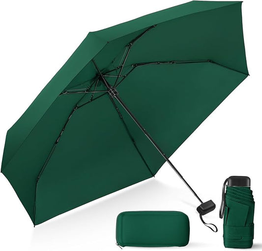 LEAGERA Compact Travel Umbrella with Case - Mini Umbrella for Purse, Small Lightweight &Tiny Design Perfect for Parasol Outdoor Sun&Rain Umbrellas