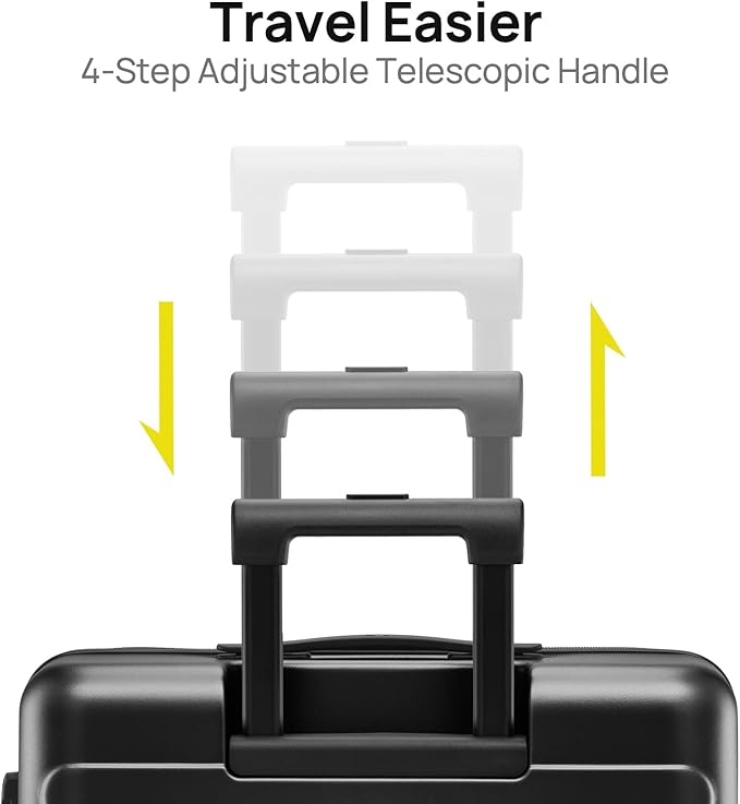 NINETYGO Large Checked Luggage 28 Inch, Checking In Luggage with Smooth Spinner Wheels, Lightweight, Hard Shell PC Suitcase, Lightweight Travel Luggage, TSA Approved (Black, Rhine Basic)