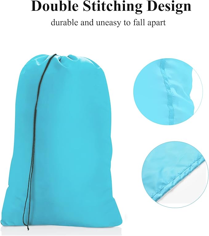 OTraki Extra Large Laundry Bag 2 Pack Laundry Basket Laundry Hamper Liner Dirty Clothes Bag 45x28 Inch Heavy Duty Laundry Bag XL Big Drawstring bag for Home Dorm Hotel Travel Camp Turquoise Blue