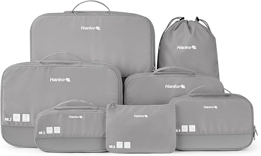 Packing Cubes for Travel, Hanke 7 Set Packing Cubes with Double Zipper,Compression Travel Bags Expandable Design,Durable Packing Organizers for Suitcase Backpack and Carry-On
