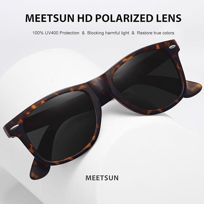 MEETSUN Polarized Sunglasses for Women Men Classic Retro Trendy Driving Sun Glasses UV400 Protection (3 Pack)