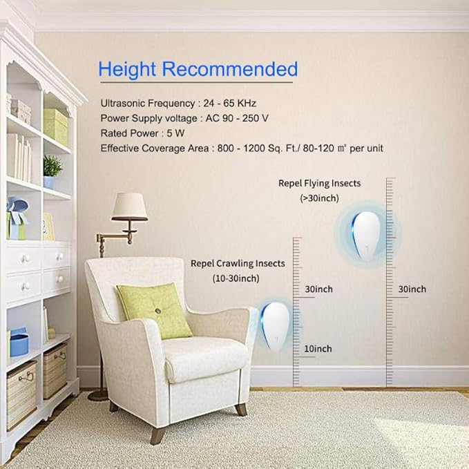 Mice Repellent Indoor, Rodent Roach Spider Insect Repellent, Pest Control Plug in, Insect Repellent for Bugs Insects Roaches Mice Spiders Rodents Mosquitoes