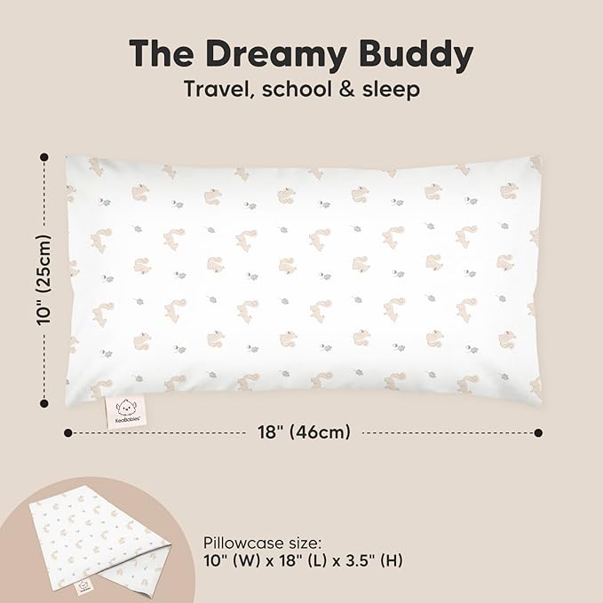 Toddler Pillow with Pillowcase - 10x18 My Little Dreamy Kids Travel Bed Pillows for Sleeping, Organic Cotton Small Pillowcase, Soft & Breathable, Machine Washable, Toddlers 2-5 years old (Nibbles)