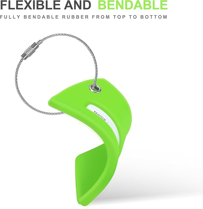 Gostwo 2 Pack Silicone Luggage Tags for Suitcases, 26 Initial Letter Baggage Labels Handbag School Bag Suitcase Instrument Tag with Stainless Steel Loop(Green)(Letter C)