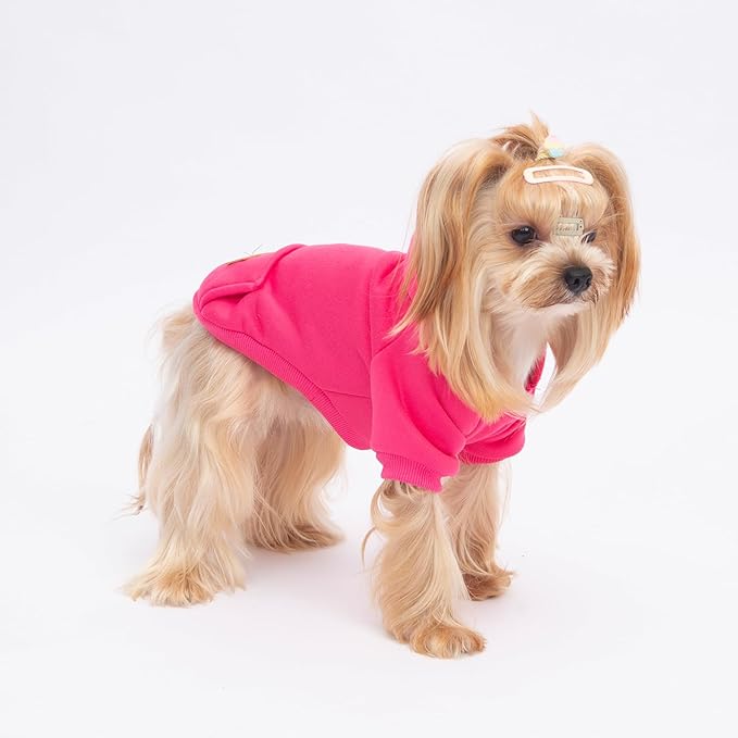 2 Pack Dog Hoodie Warm Hood Dog Sweater Cold Weather Small Dogs Sweatshirt Comfort Pet Clothes for Small Medium Dogs with Pockets Cats Chihuahua Clothes for Male Female Girl Boy Sporty Daily Wear