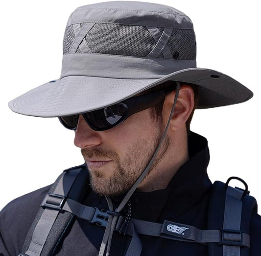 Fishing Hat UPF50+ Wide Brim Sun Hat for Men Women, Water Resistant Summer Sun Protection Safari Hat Hiking Bucket Hat