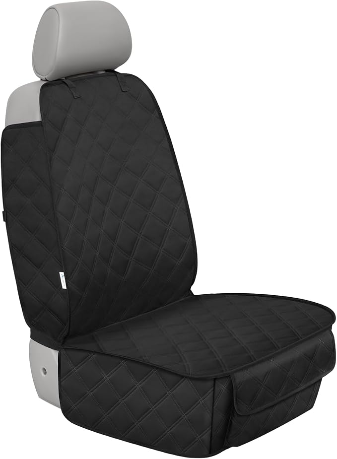 Front Seat Cover with Side Flaps - Waterproof, Durable Captain Seat Protector for Dogs & Humans, Protects from Dirt, Fur, Scratches, Fits Cars, SUVs, Trucks, Minivans(1-Pack)