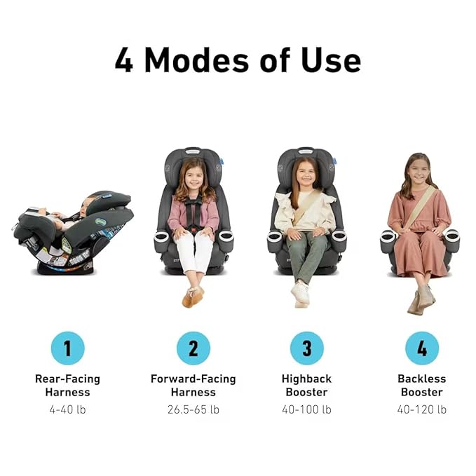 Graco 4Ever DLX SnugLock 4 in 1 Car Seat | Infant to Toddler Car Seat, Featuring Easy-Install SnugLock Technology, Leila