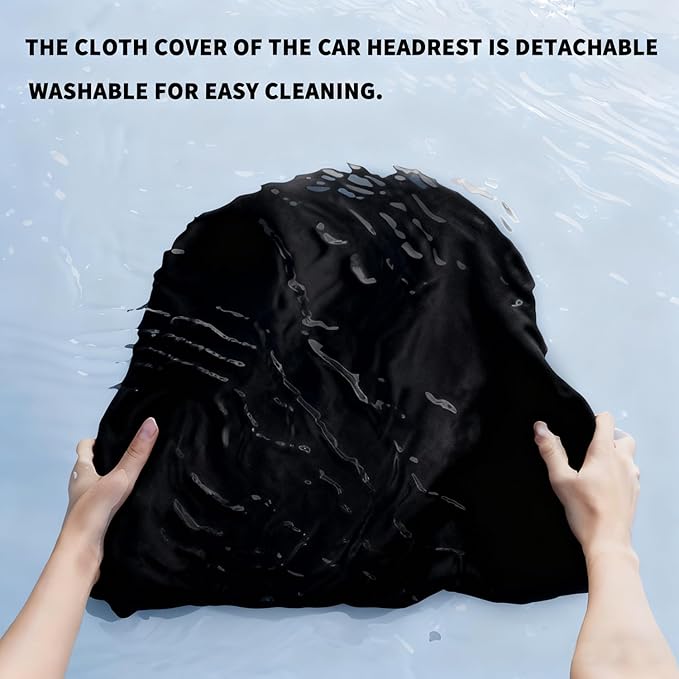 2 Pack Car Neck Pillow, Soft Car Headrest Pillow for Driving with Adjustable Strap (Black)