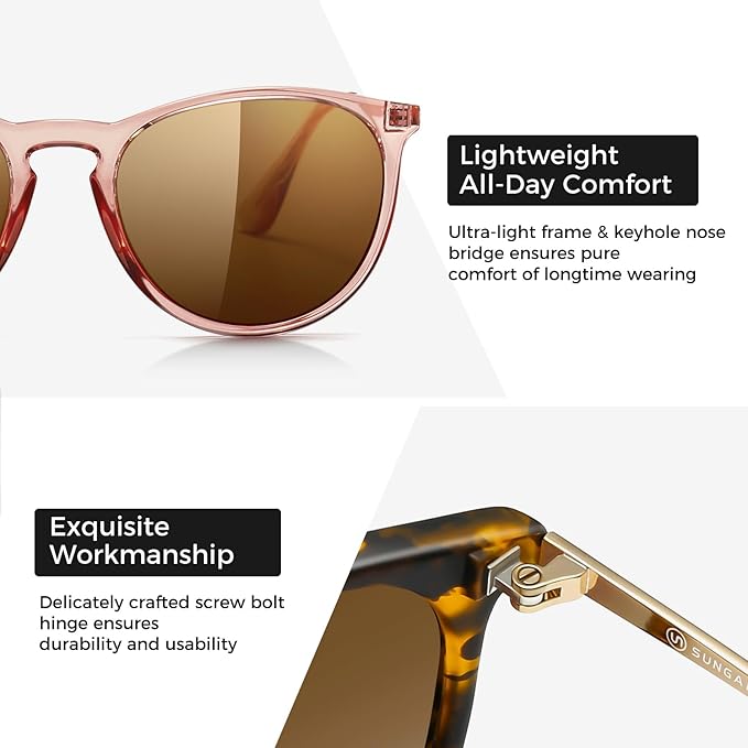SUNGAIT Premium Vintage Round Sunglasses for Women Men Classic Retro Trendy Style